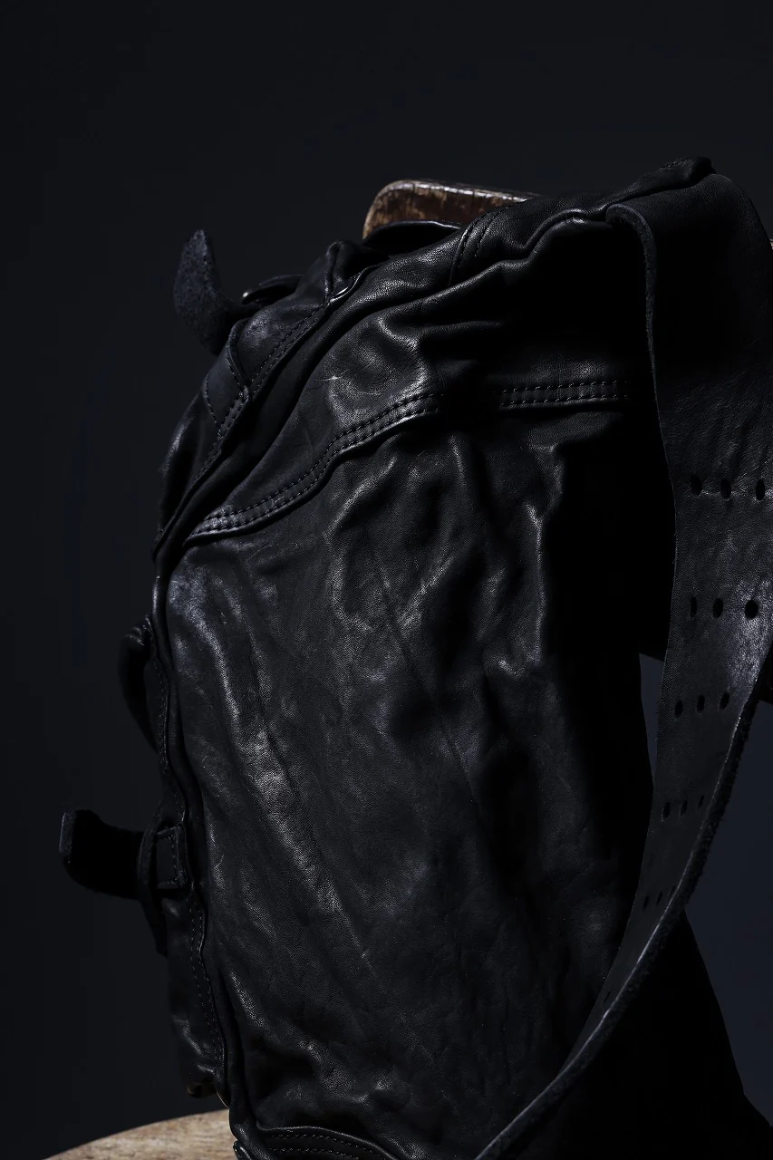 ISAMU KATAYAMA BACKLASH 3 PIN-BELT SHOULDER BAG / OBJECT DYED DOUBLE SHOULDER LEATHER (BLACK) - Image 27