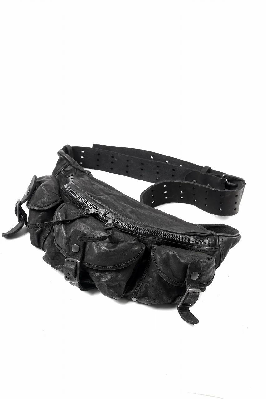 ISAMU KATAYAMA BACKLASH 3 PIN-BELT SHOULDER BAG / OBJECT DYED DOUBLE SHOULDER LEATHER (BLACK) - Image 5