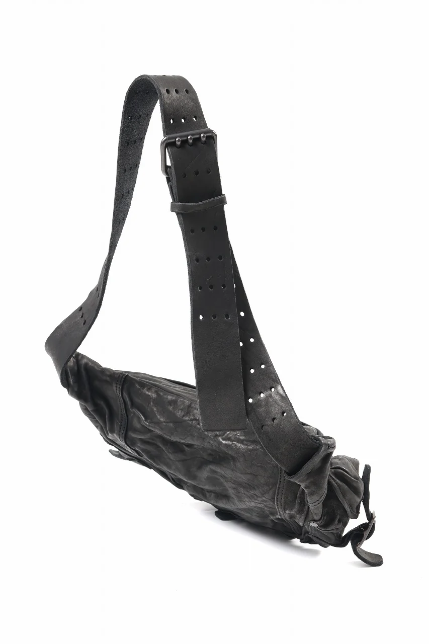 ISAMU KATAYAMA BACKLASH 3 PIN-BELT SHOULDER BAG / OBJECT DYED DOUBLE SHOULDER LEATHER (BLACK) - Image 6