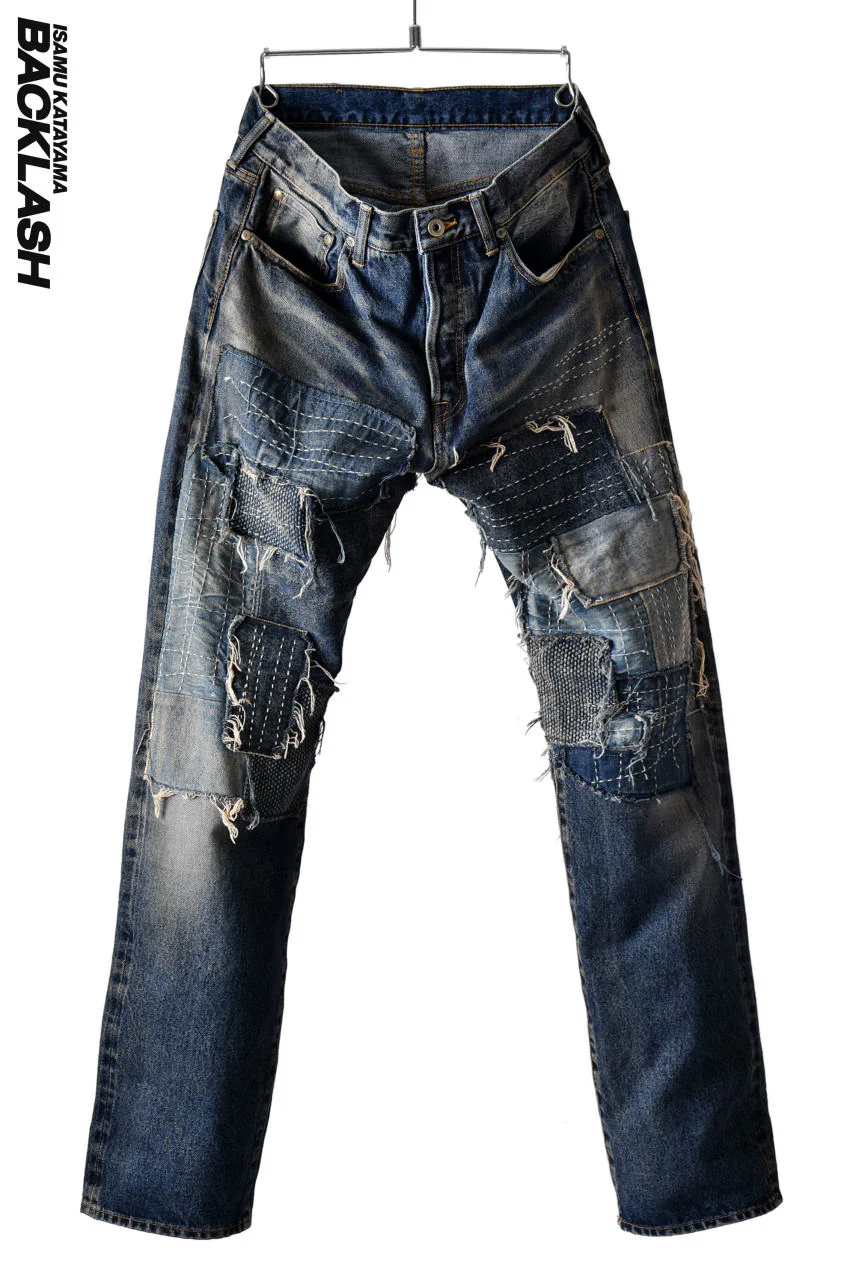 ISAMU KATAYAMA BACKLASH BORO SELVEDGE DENIM PANTS [WIDE]