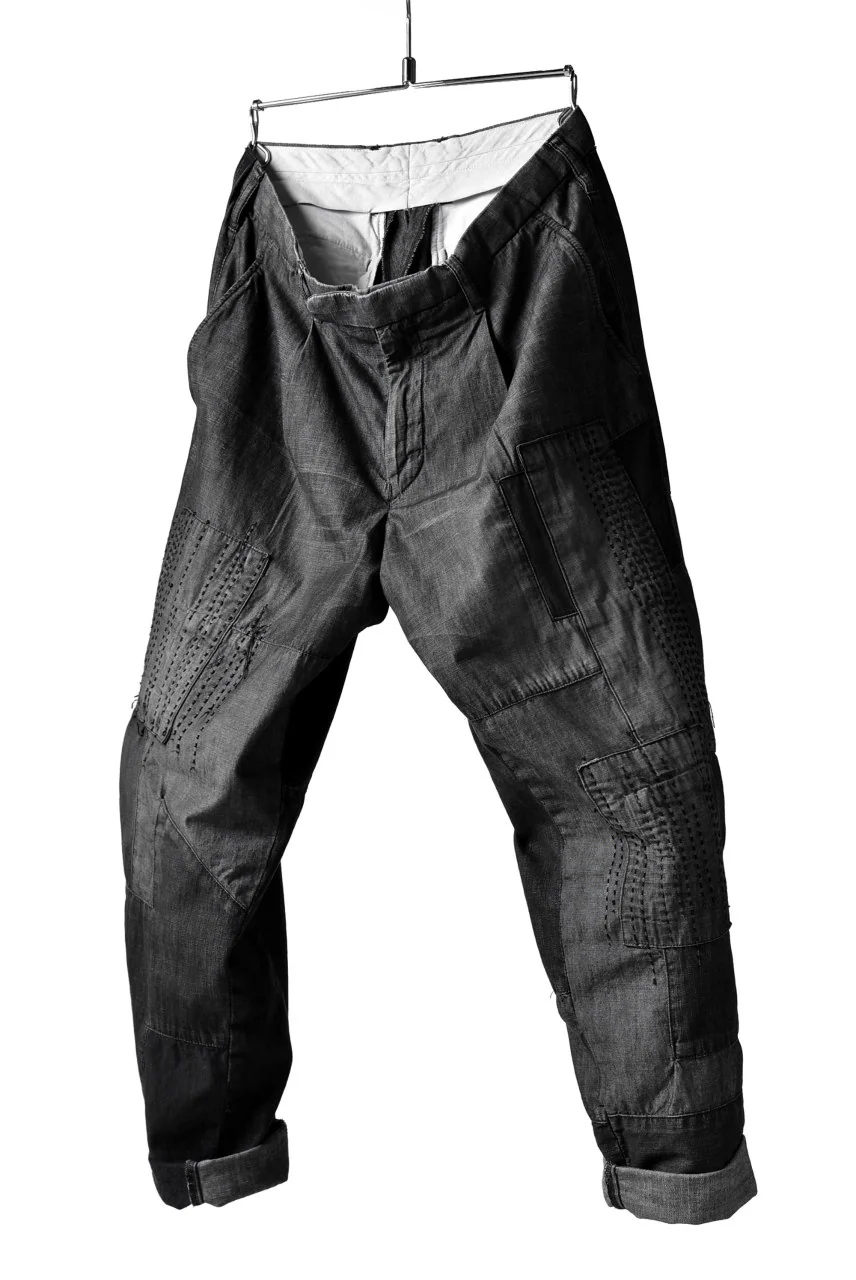 ISAMU KATAYAMA BACKLASH BORO TAPERED PANTS (BLACK) - Image 3