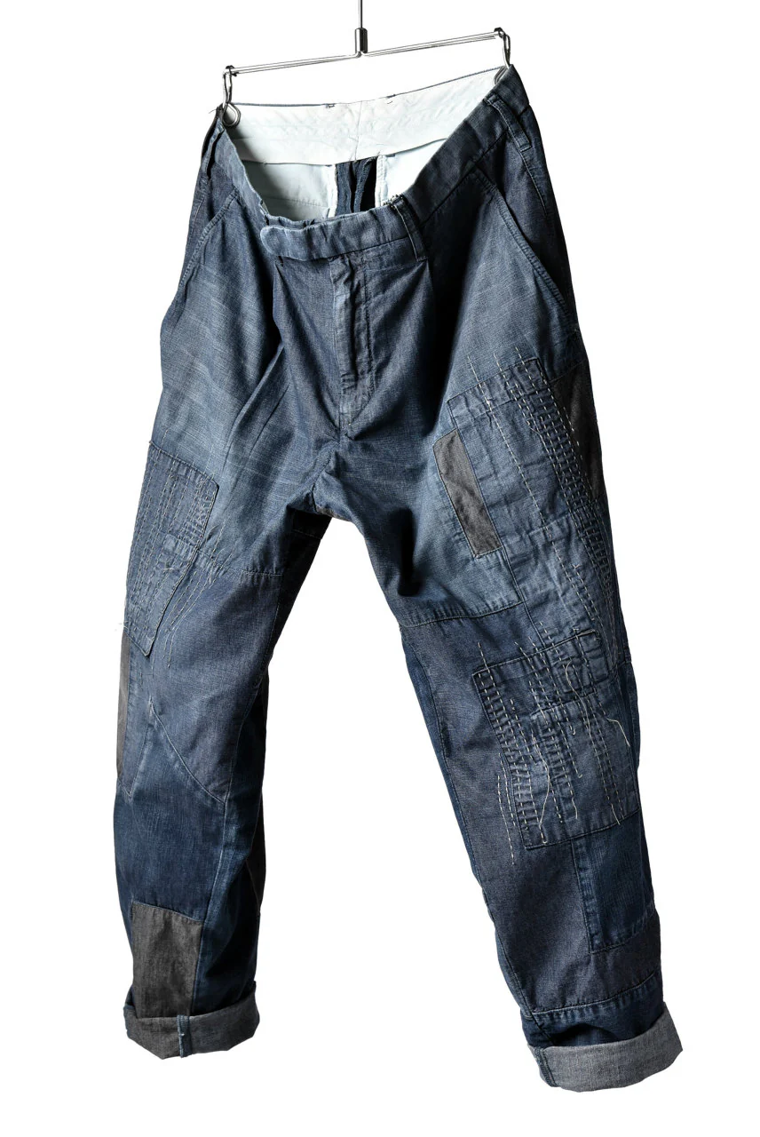 ISAMU KATAYAMA BACKLASH BORO TAPERED PANTS (INDIGO) - Image 2