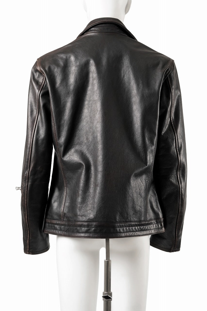 ISAMU KATAYAMA BACKLASH BUFFALO “GARMENT-WASH OVERDYE” DOUBLE RIDERS (DARK BROWN BLACK) - Image 3