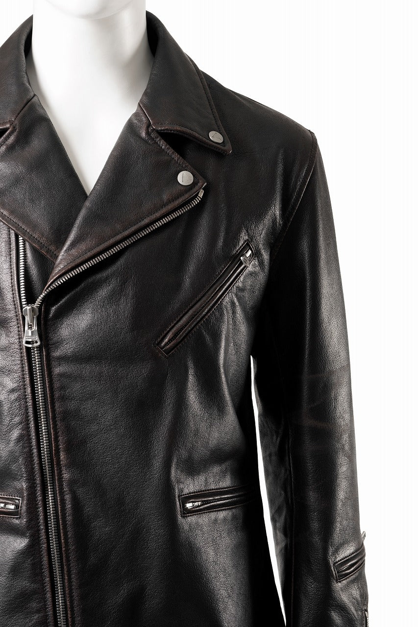 ISAMU KATAYAMA BACKLASH BUFFALO “GARMENT-WASH OVERDYE” DOUBLE RIDERS (DARK BROWN BLACK) - Image 4