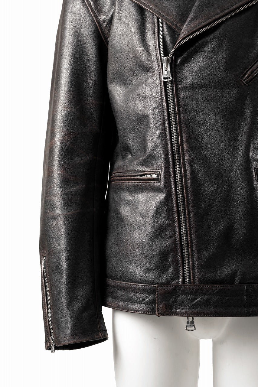 ISAMU KATAYAMA BACKLASH BUFFALO “GARMENT-WASH OVERDYE” DOUBLE RIDERS (DARK BROWN BLACK) - Image 5