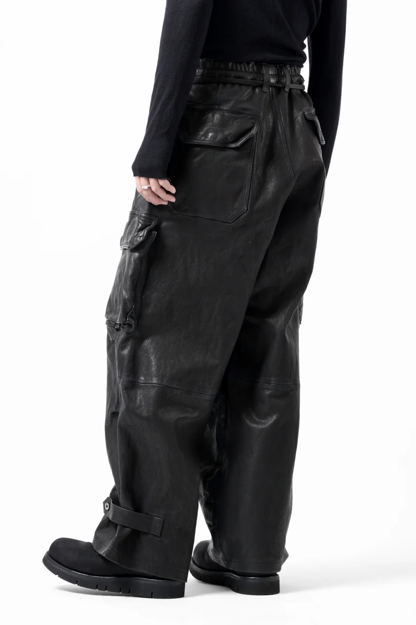 ISAMU KATAYAMA BACKLASH CARGO PANTS / GOAT LEATHER (GARMENT+SPRAY DYED / BLACK) - Image 15