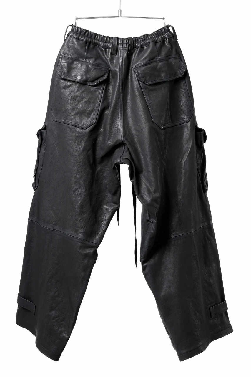ISAMU KATAYAMA BACKLASH CARGO PANTS / GOAT LEATHER (GARMENT+SPRAY DYED / BLACK) - Image 5