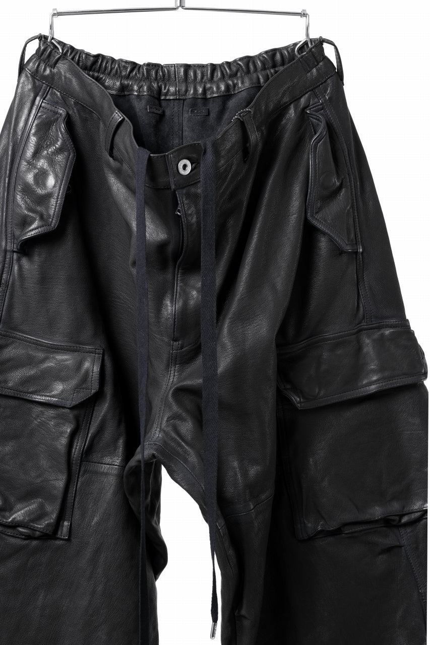 ISAMU KATAYAMA BACKLASH CARGO PANTS / GOAT LEATHER (GARMENT+SPRAY DYED / BLACK) - Image 6