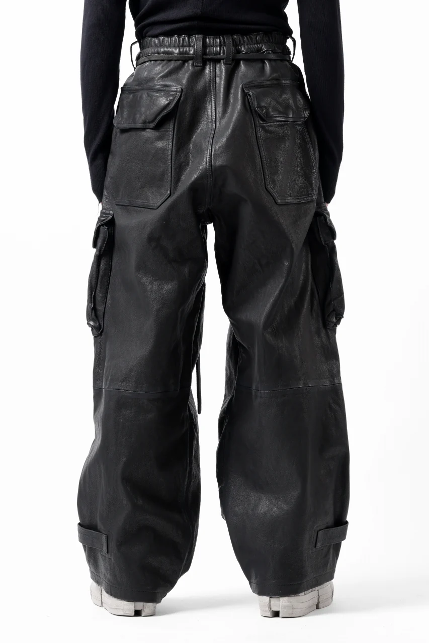 ISAMU KATAYAMA BACKLASH CARGO PANTS / GOAT LEATHER (GARMENT+SPRAY DYED / BLACK) - Image 7