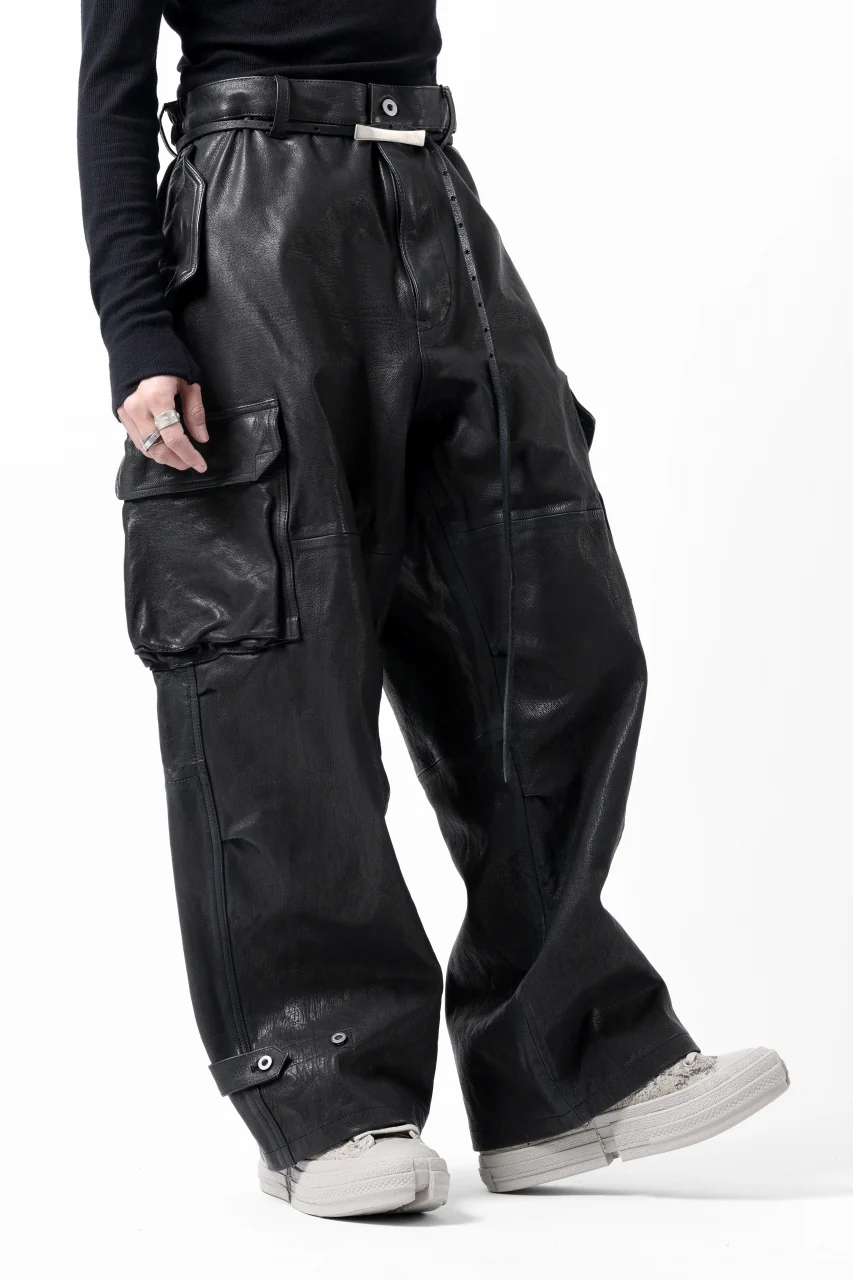 ISAMU KATAYAMA BACKLASH CARGO PANTS / GOAT LEATHER (GARMENT+SPRAY DYED / BLACK) - Image 8