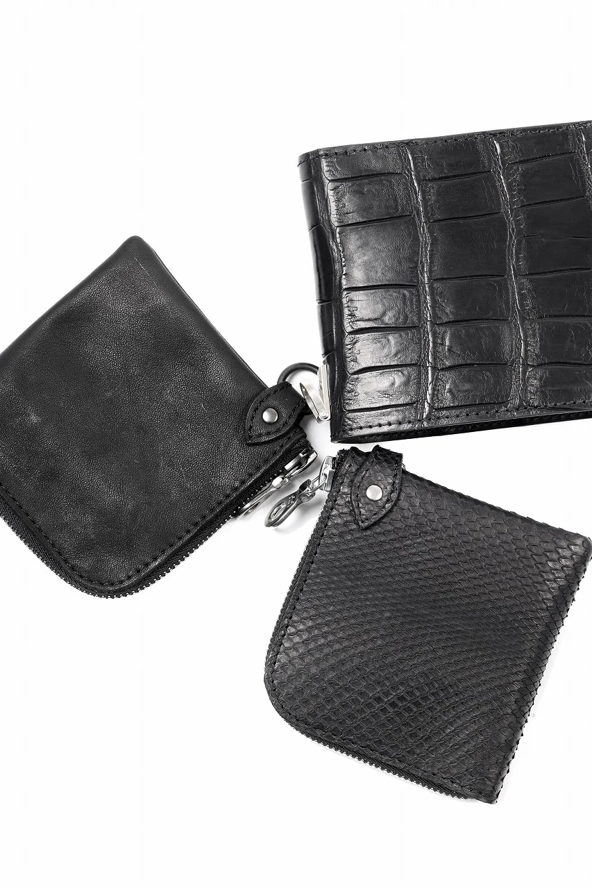 ISAMU KATAYAMA BACKLASH COIN PURSE / OBJECT DYED JP DOUBLE SHOULDER LEATHER (BLACK) - Image 12