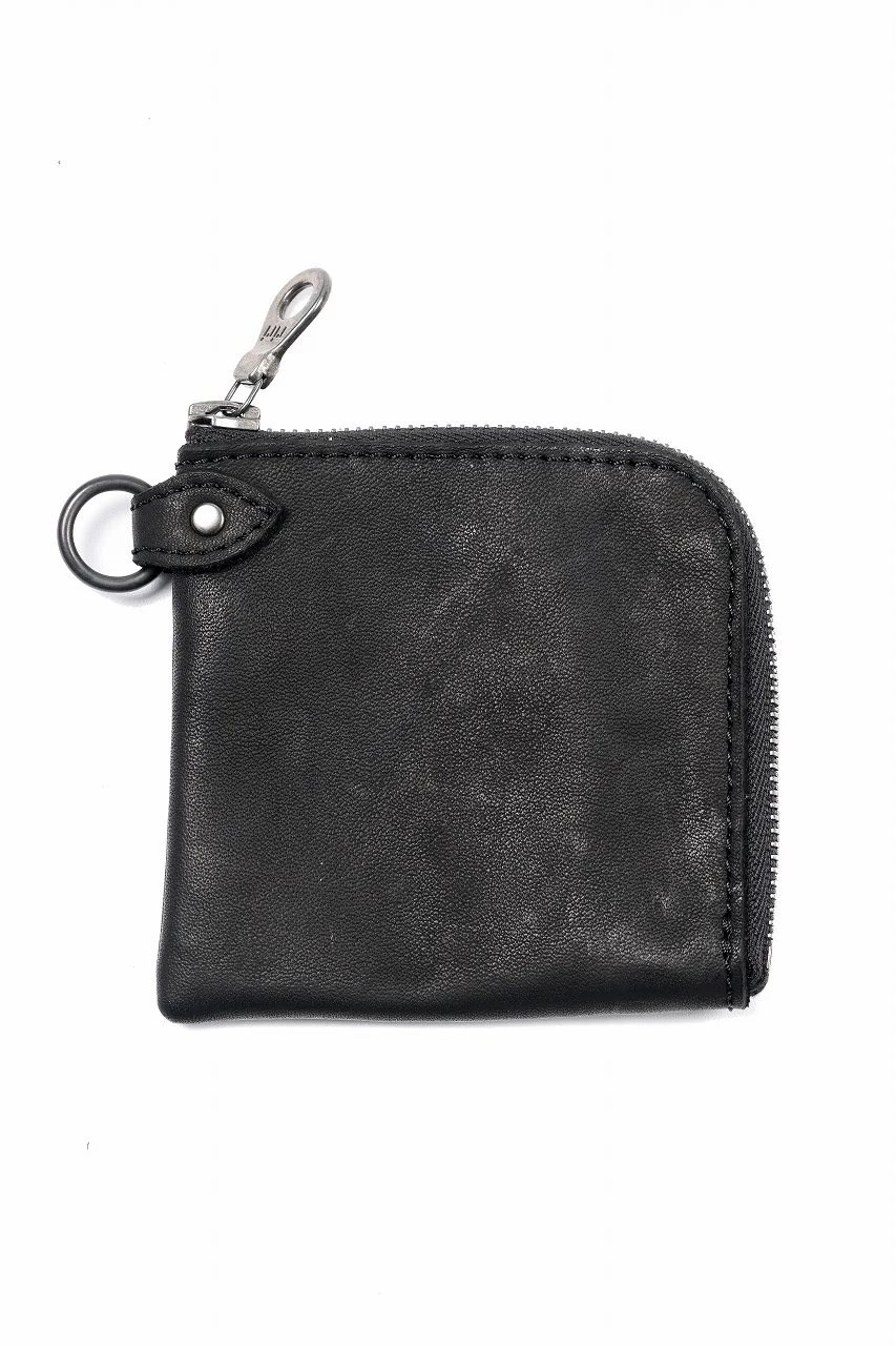 ISAMU KATAYAMA BACKLASH COIN PURSE / OBJECT DYED JP DOUBLE SHOULDER LEATHER (BLACK) - Image 2
