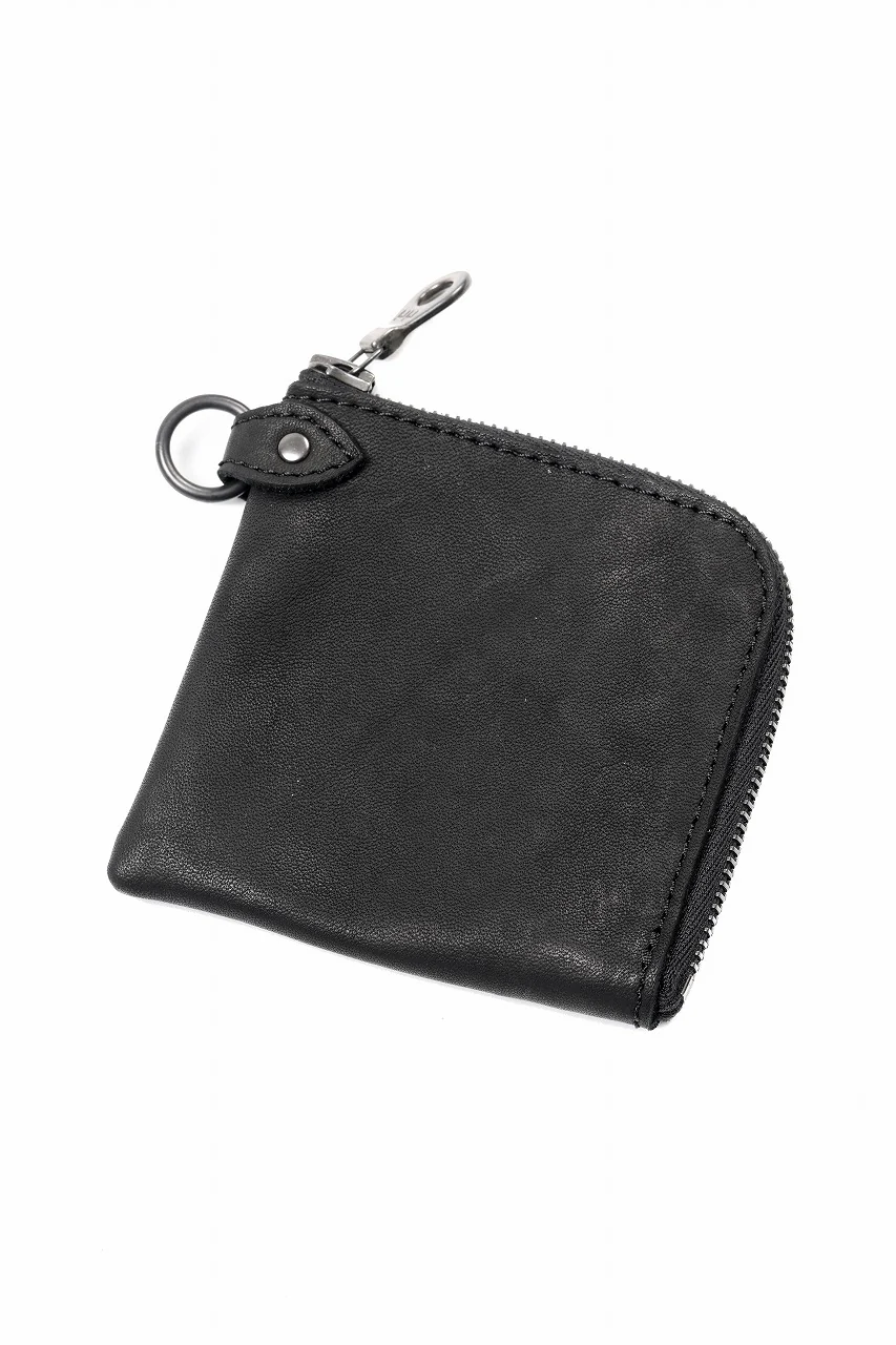 ISAMU KATAYAMA BACKLASH COIN PURSE / OBJECT DYED JP DOUBLE SHOULDER LEATHER (BLACK) - Image 3