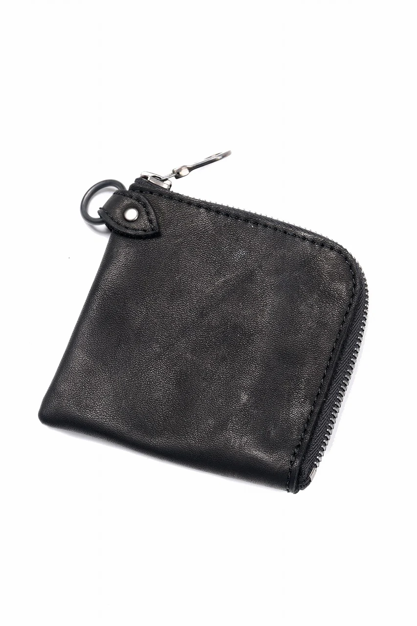 ISAMU KATAYAMA BACKLASH COIN PURSE / OBJECT DYED JP DOUBLE SHOULDER LEATHER (BLACK) - Image 4