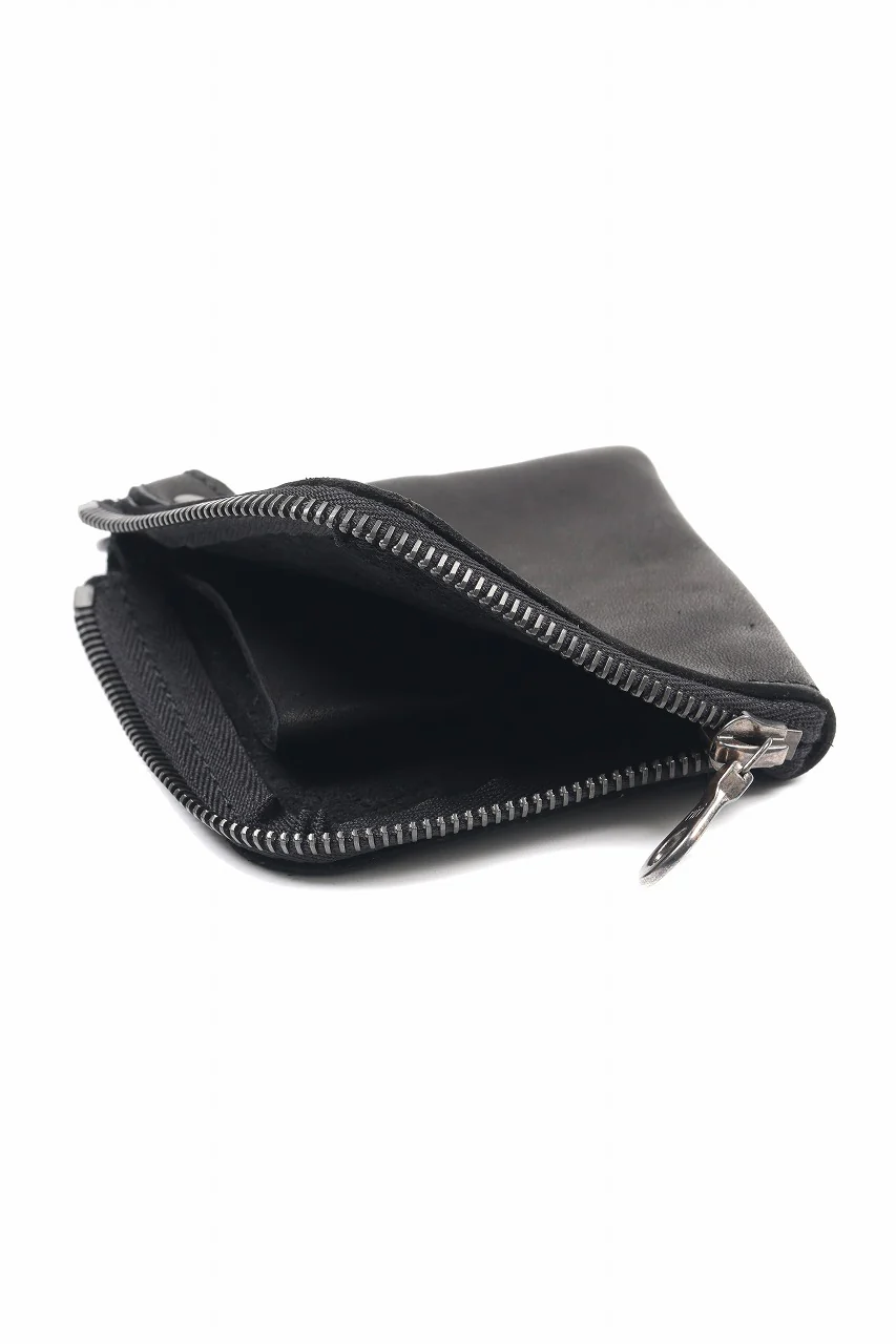 ISAMU KATAYAMA BACKLASH COIN PURSE / OBJECT DYED JP DOUBLE SHOULDER LEATHER (BLACK) - Image 8