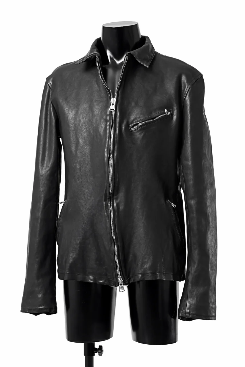 ISAMU KATAYAMA BACKLASH COLLARED ZIP JACKET / POLAND HORSE OBJECT DYED (BLACK) - Image 10