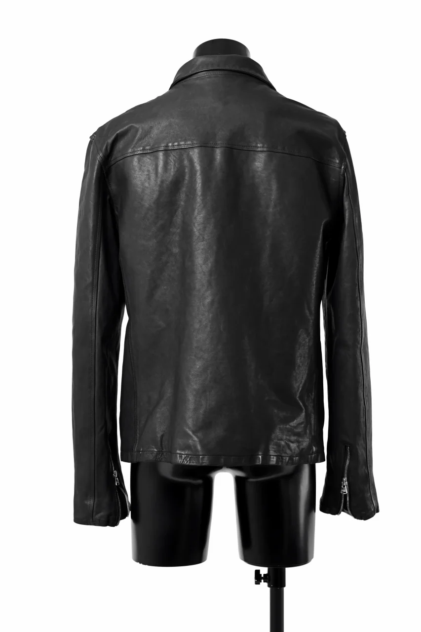 ISAMU KATAYAMA BACKLASH COLLARED ZIP JACKET / POLAND HORSE OBJECT DYED (BLACK) - Image 12