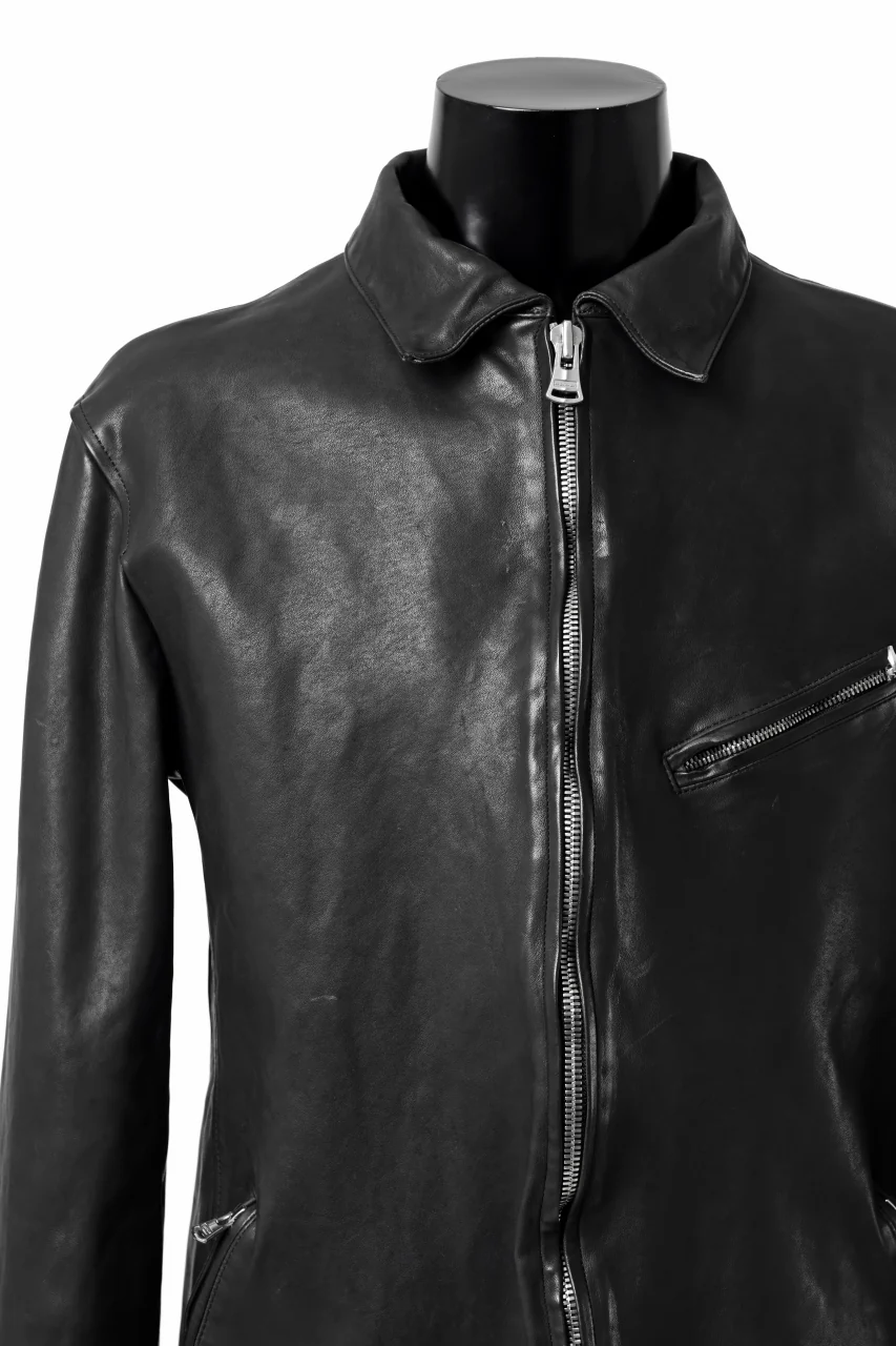 ISAMU KATAYAMA BACKLASH COLLARED ZIP JACKET / POLAND HORSE OBJECT DYED (BLACK) - Image 16
