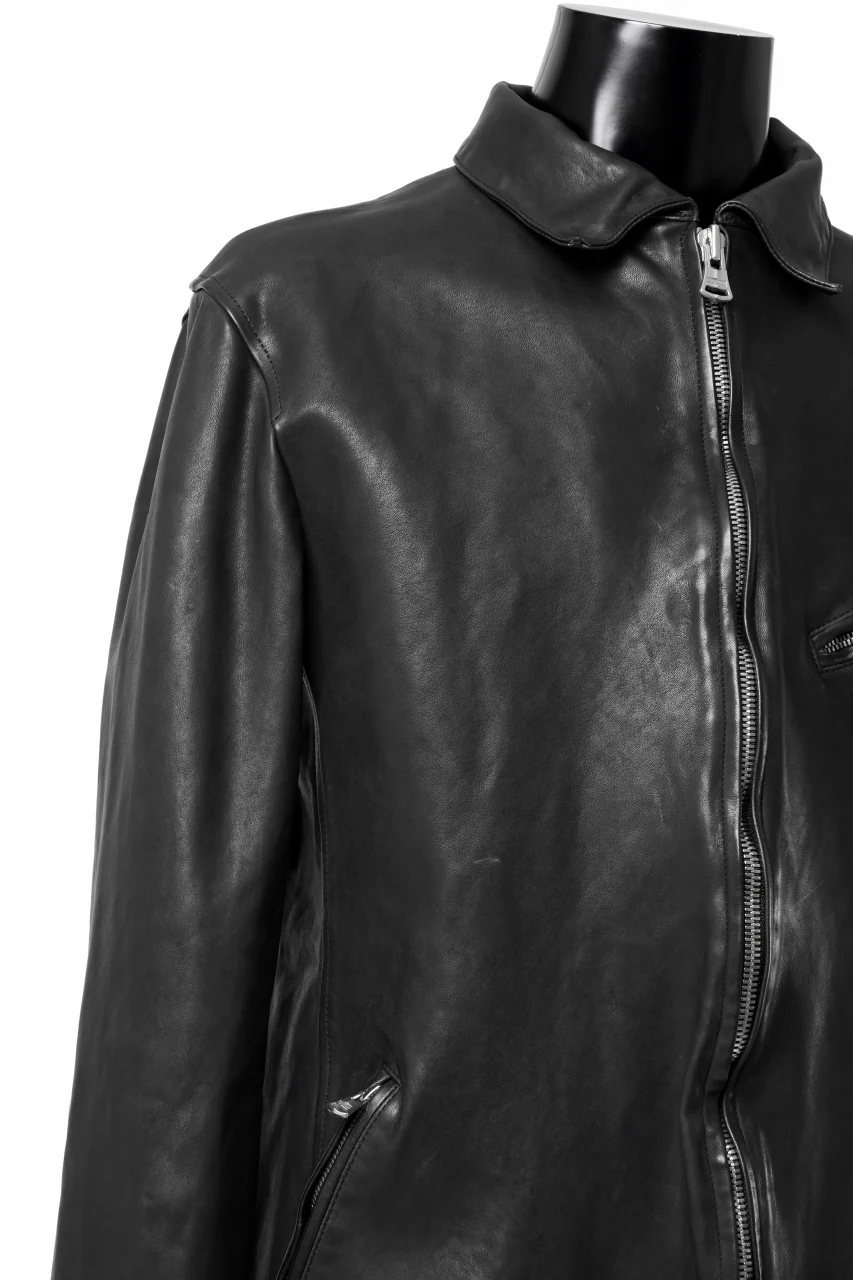 ISAMU KATAYAMA BACKLASH COLLARED ZIP JACKET / POLAND HORSE OBJECT DYED (BLACK) - Image 17