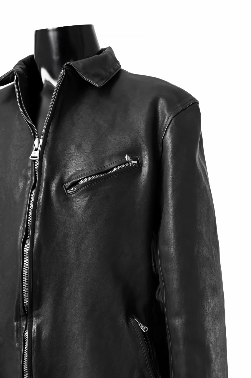 ISAMU KATAYAMA BACKLASH COLLARED ZIP JACKET / POLAND HORSE OBJECT DYED (BLACK) - Image 20