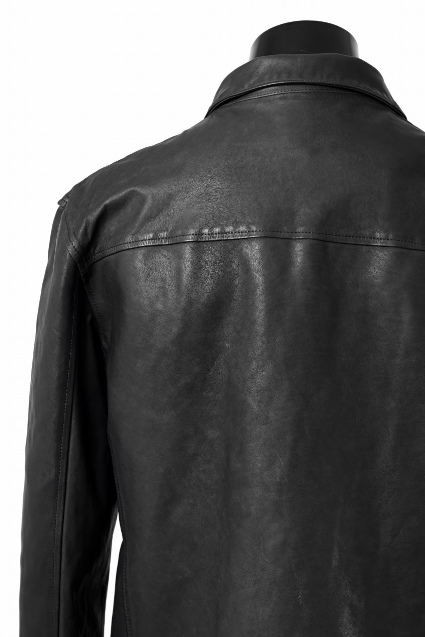 ISAMU KATAYAMA BACKLASH COLLARED ZIP JACKET / POLAND HORSE OBJECT DYED (BLACK) - Image 25