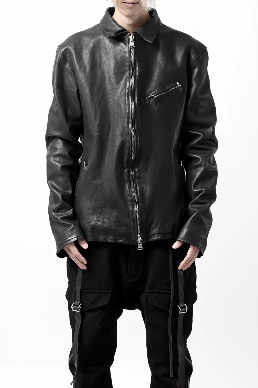 ISAMU KATAYAMA BACKLASH COLLARED ZIP JACKET / POLAND HORSE OBJECT DYED (BLACK) - Image 30