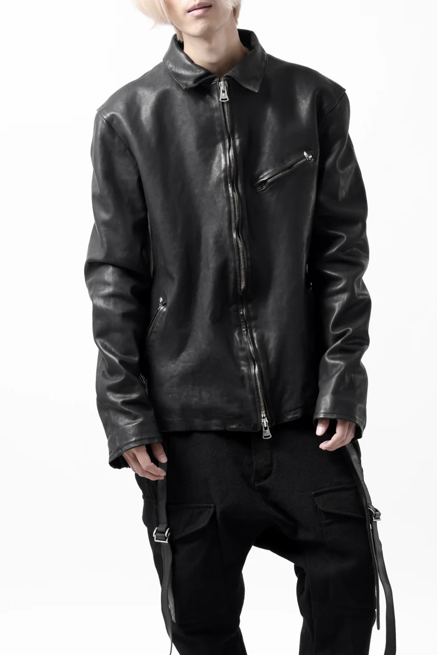 ISAMU KATAYAMA BACKLASH COLLARED ZIP JACKET / POLAND HORSE OBJECT DYED (BLACK) - Image 33