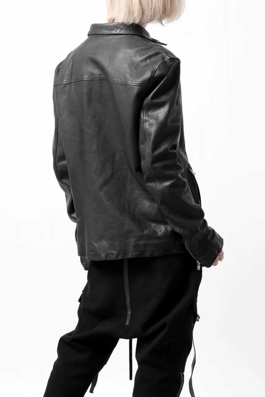 ISAMU KATAYAMA BACKLASH COLLARED ZIP JACKET / POLAND HORSE OBJECT DYED (BLACK) - Image 34