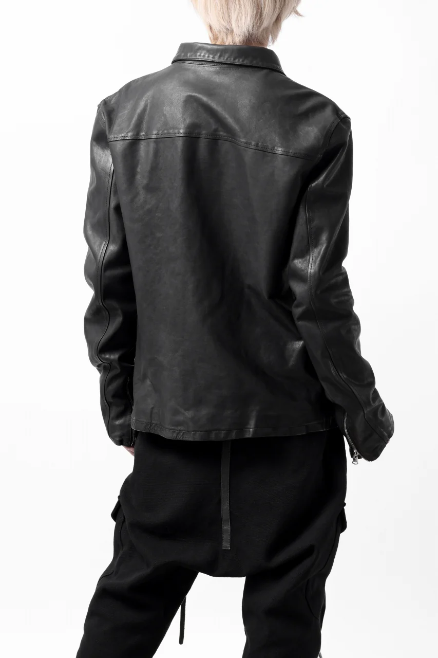 ISAMU KATAYAMA BACKLASH COLLARED ZIP JACKET / POLAND HORSE OBJECT DYED (BLACK) - Image 38