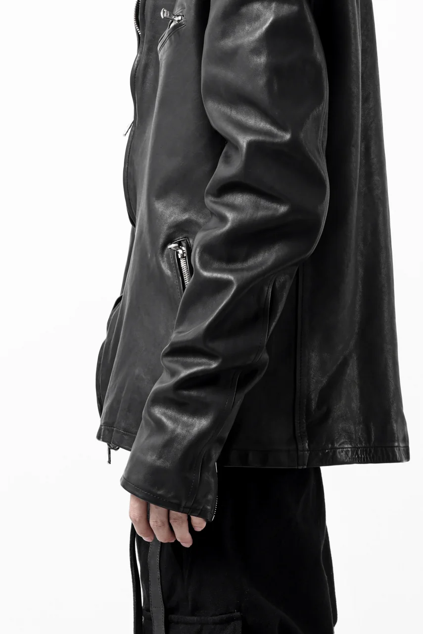 ISAMU KATAYAMA BACKLASH COLLARED ZIP JACKET / POLAND HORSE OBJECT DYED (BLACK) - Image 53