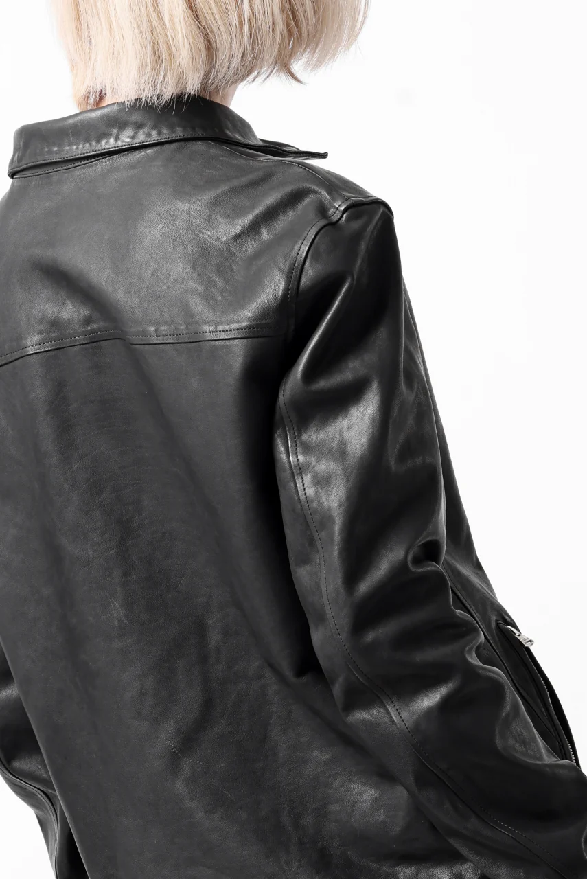 ISAMU KATAYAMA BACKLASH COLLARED ZIP JACKET / POLAND HORSE OBJECT DYED (BLACK) - Image 58