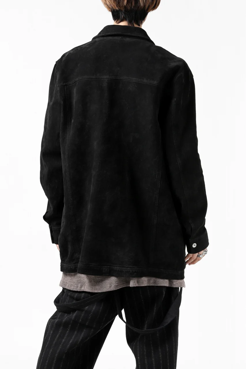 ISAMU KATAYAMA BACKLASH COVERALL JACKET / REVERSE CALF OBJECT DYED (BLACK) - Image 11