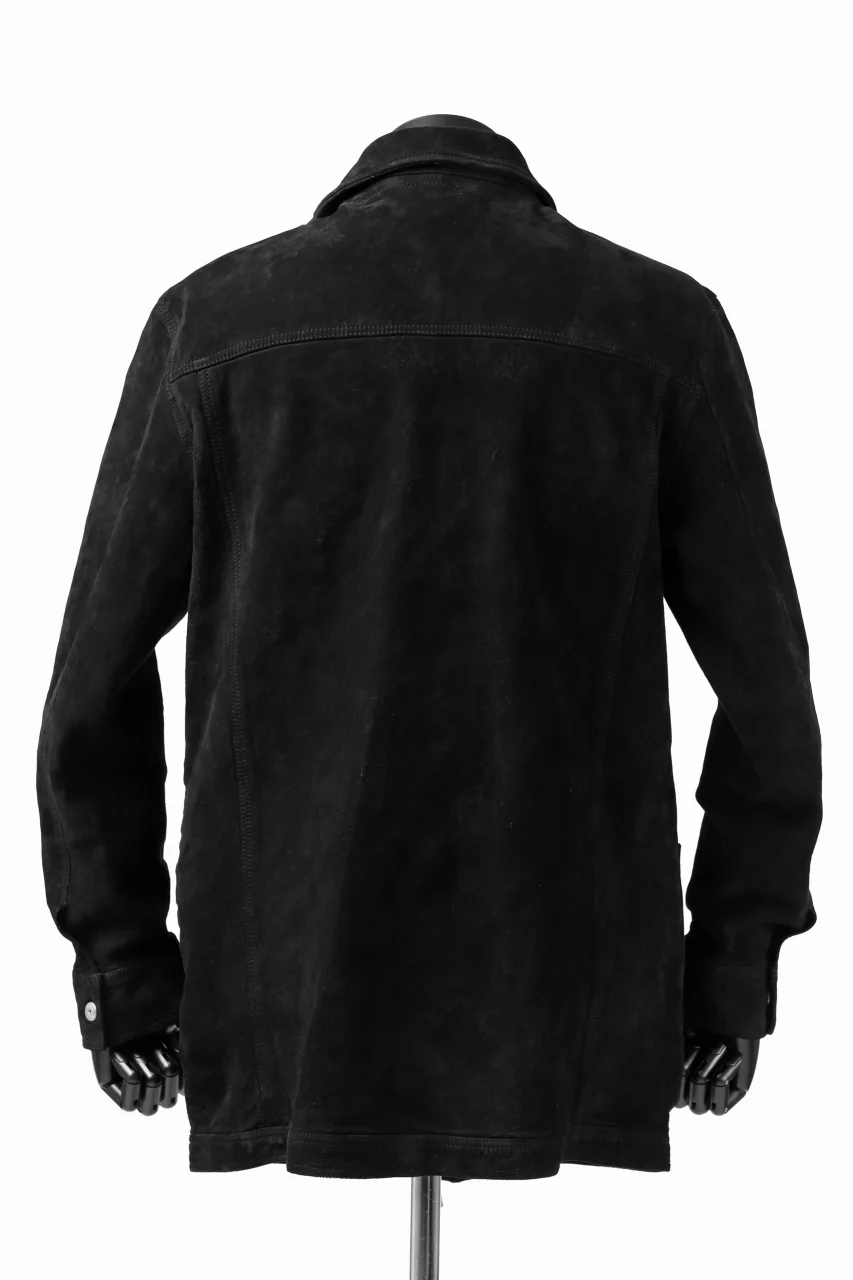 ISAMU KATAYAMA BACKLASH COVERALL JACKET / REVERSE CALF OBJECT DYED (BLACK) - Image 15