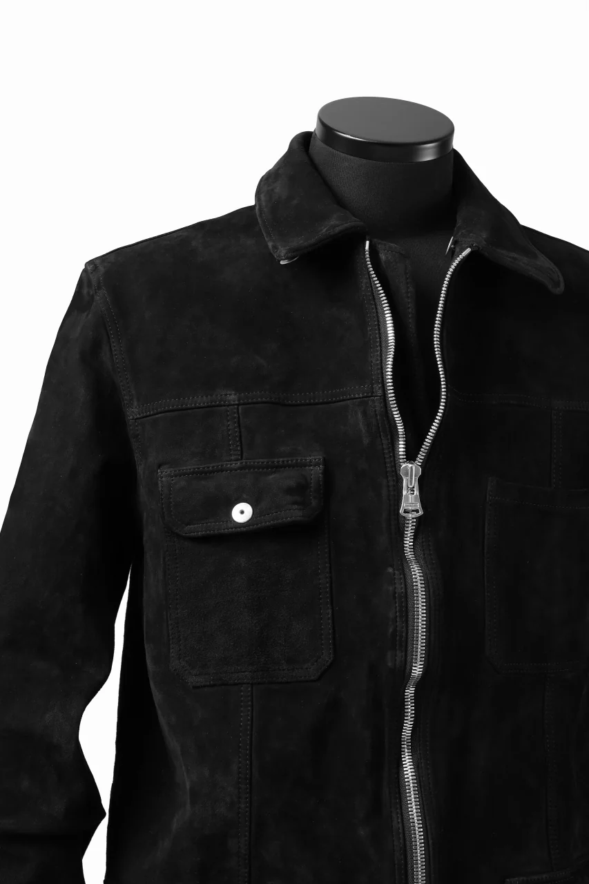 ISAMU KATAYAMA BACKLASH COVERALL JACKET / REVERSE CALF OBJECT DYED (BLACK) - Image 22