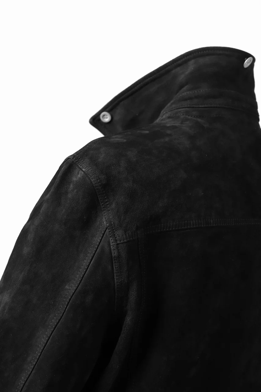 ISAMU KATAYAMA BACKLASH COVERALL JACKET / REVERSE CALF OBJECT DYED (BLACK) - Image 23