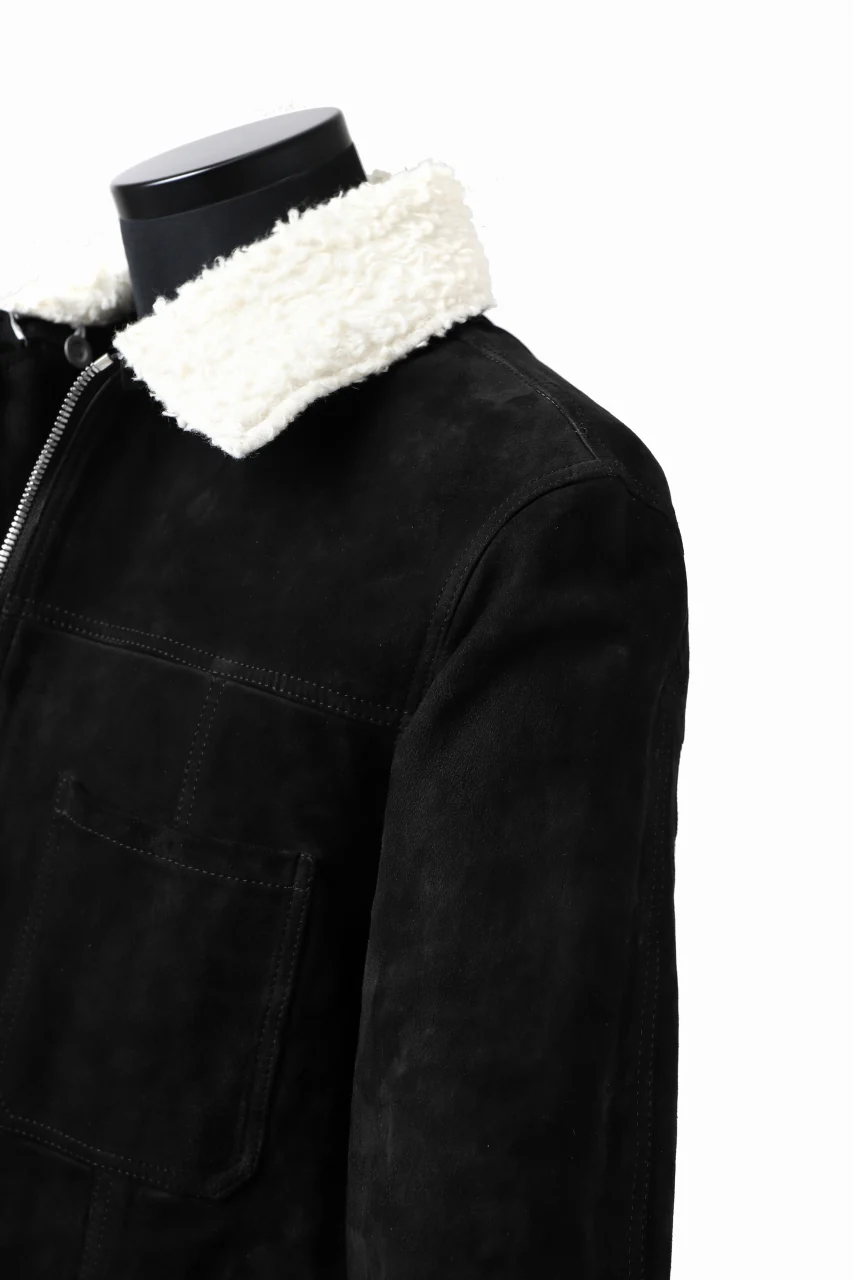 ISAMU KATAYAMA BACKLASH COVERALL JACKET / REVERSE CALF OBJECT DYED (BLACK) - Image 25