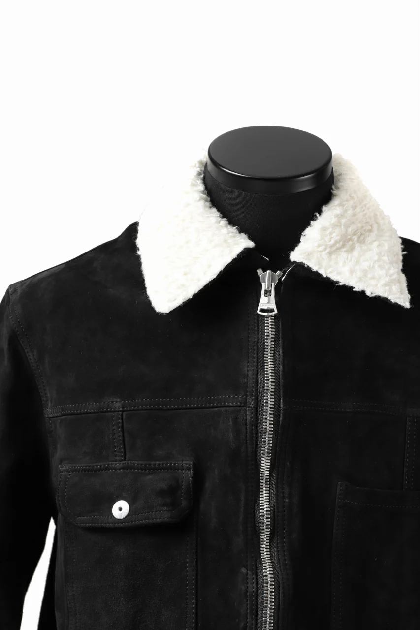 ISAMU KATAYAMA BACKLASH COVERALL JACKET / REVERSE CALF OBJECT DYED (BLACK) - Image 26