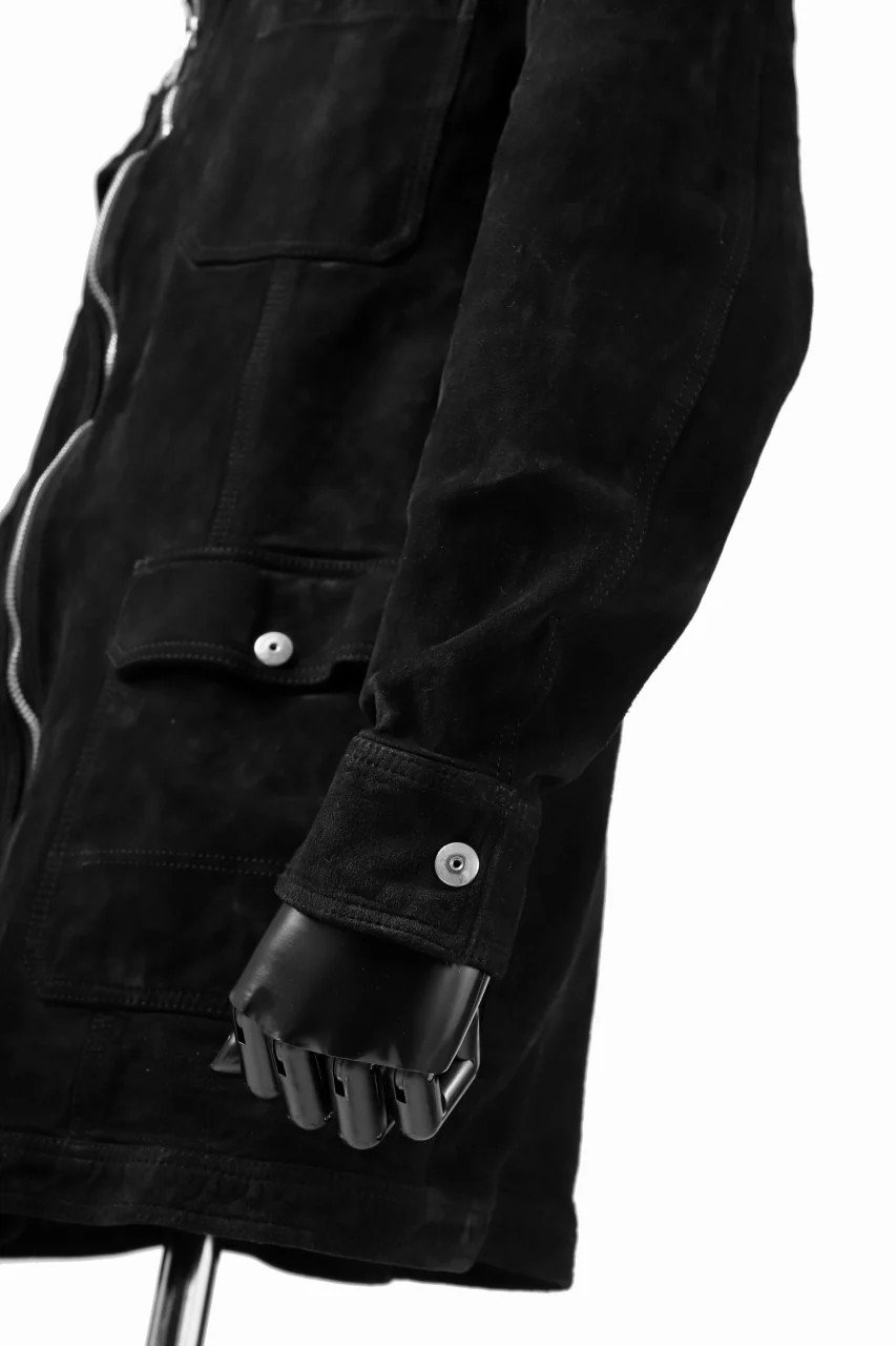 ISAMU KATAYAMA BACKLASH COVERALL JACKET / REVERSE CALF OBJECT DYED (BLACK) - Image 32