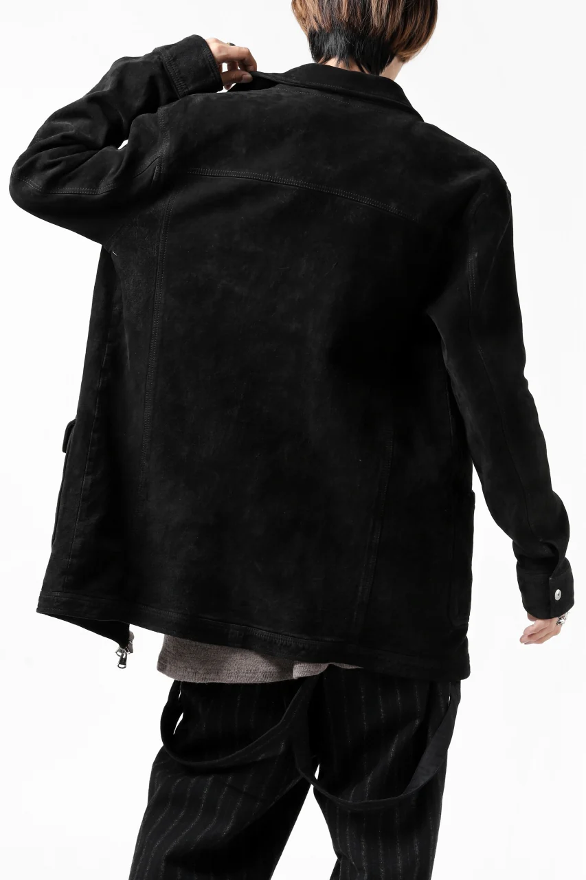 ISAMU KATAYAMA BACKLASH COVERALL JACKET / REVERSE CALF OBJECT DYED (BLACK) - Image 39