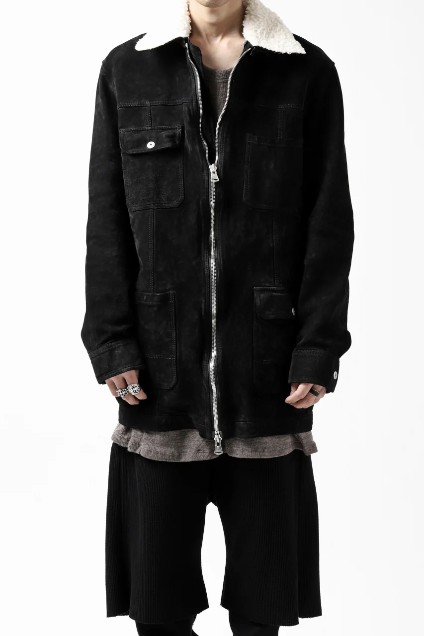 ISAMU KATAYAMA BACKLASH COVERALL JACKET / REVERSE CALF OBJECT DYED (BLACK) - Image 41