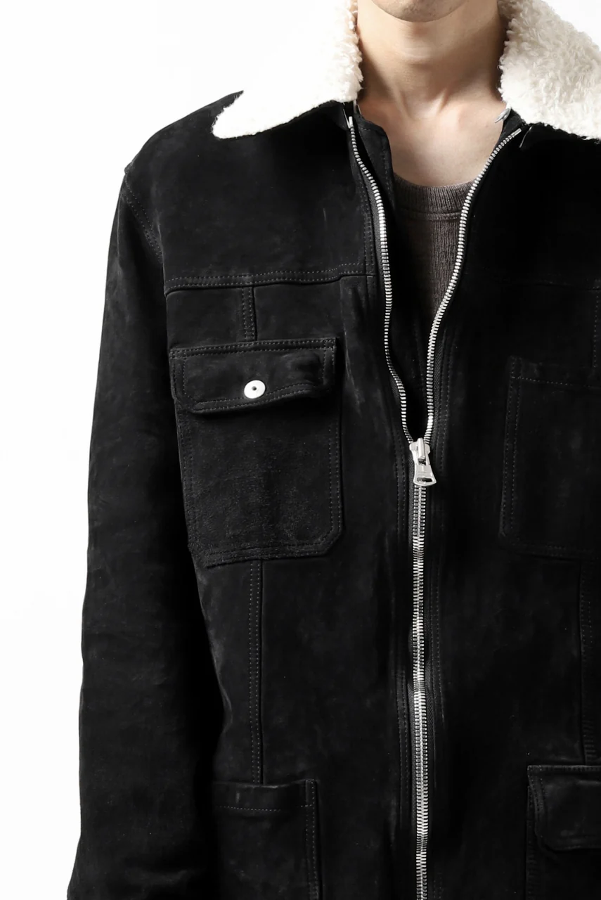 ISAMU KATAYAMA BACKLASH COVERALL JACKET / REVERSE CALF OBJECT DYED (BLACK) - Image 54