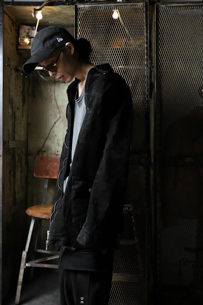 ISAMU KATAYAMA BACKLASH COVERALL JACKET / REVERSE CALF OBJECT DYED (BLACK) - Image 64