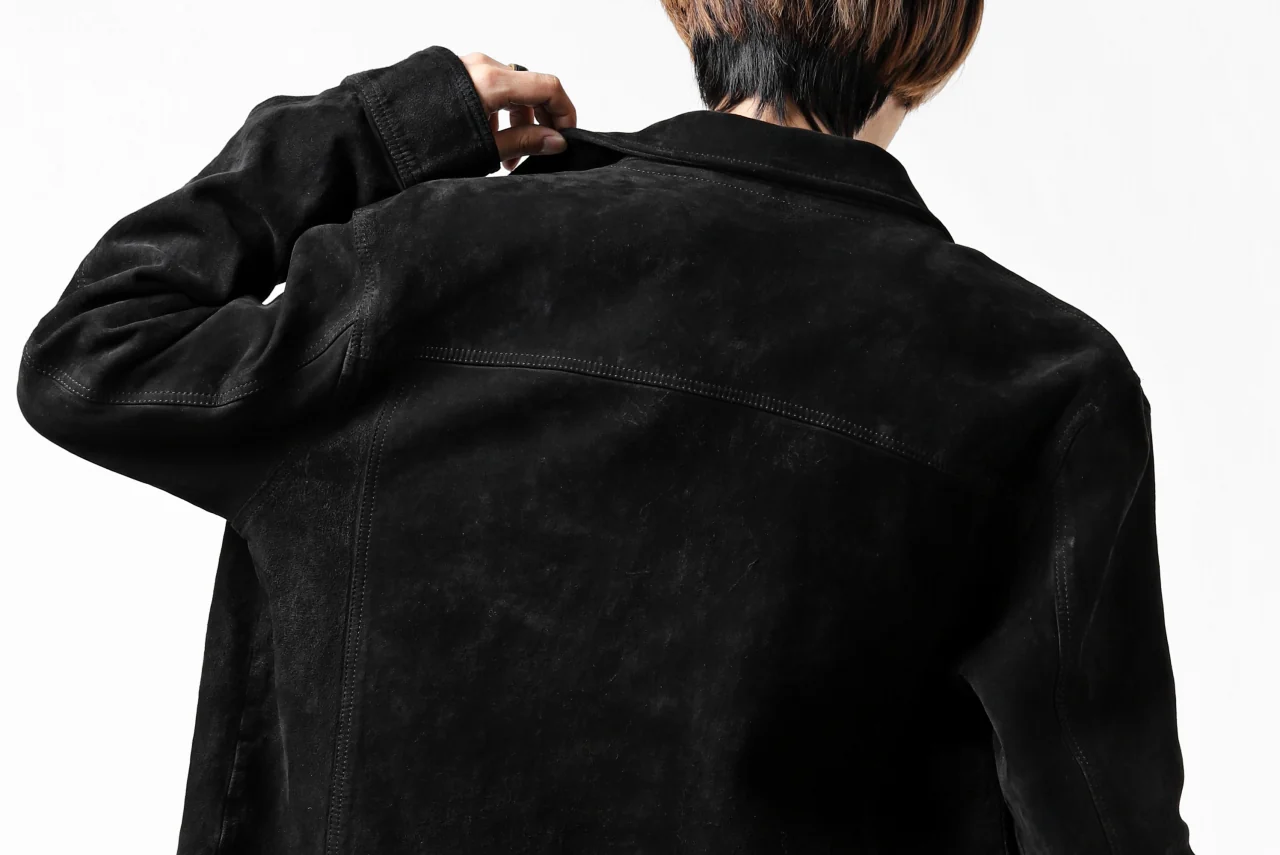 ISAMU KATAYAMA BACKLASH COVERALL JACKET / REVERSE CALF OBJECT DYED (BLACK) - Image 75