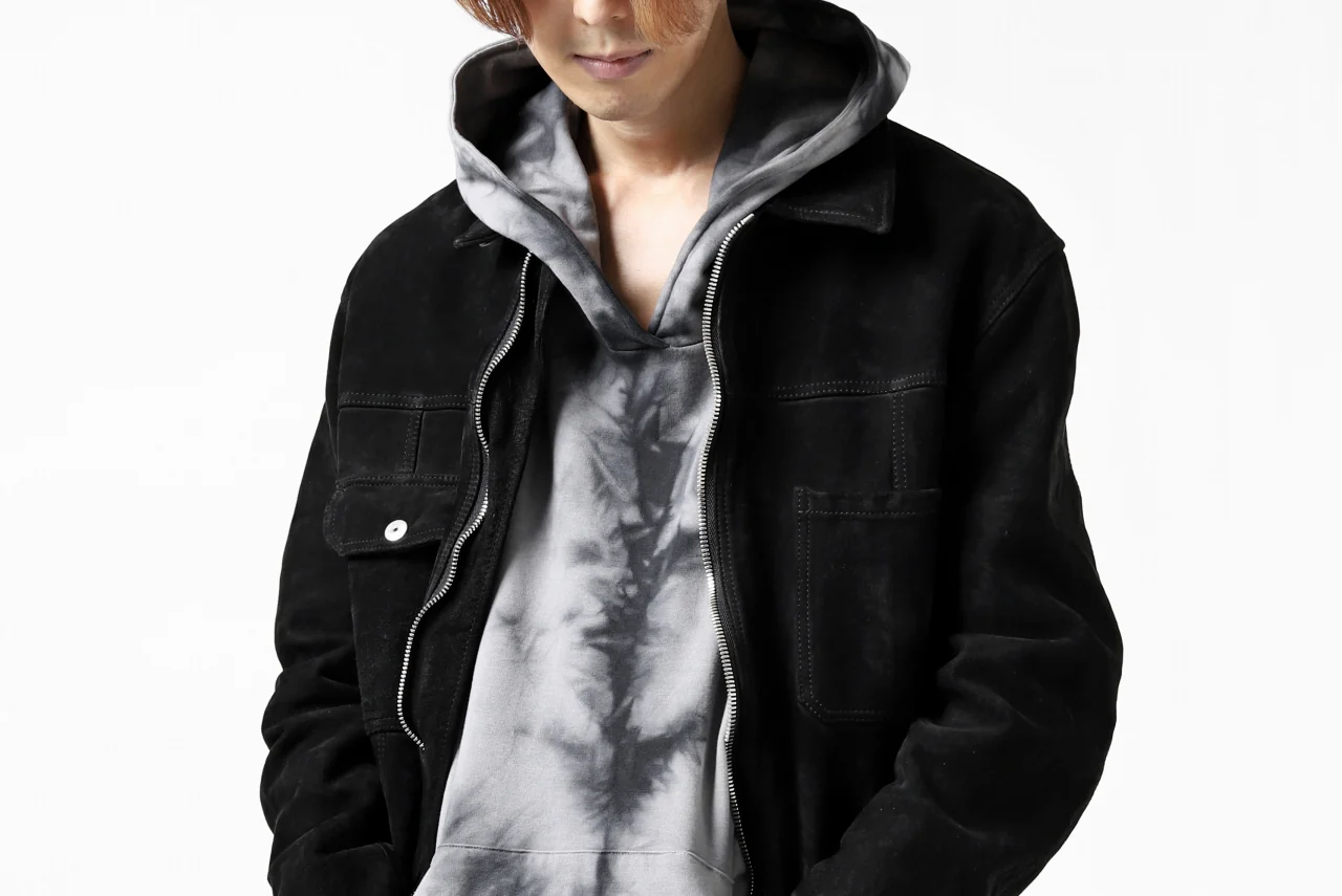 ISAMU KATAYAMA BACKLASH COVERALL JACKET / REVERSE CALF OBJECT DYED (BLACK) - Image 78