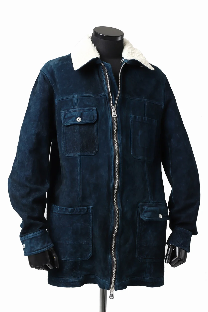 ISAMU KATAYAMA BACKLASH COVERALL JACKET / REVERSE CALF OBJECT DYED (NAVY) - Image 14