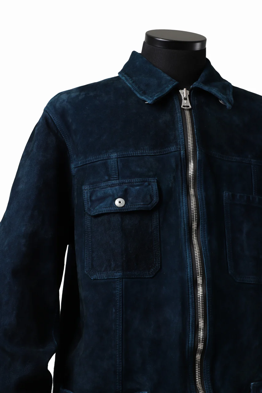 ISAMU KATAYAMA BACKLASH COVERALL JACKET / REVERSE CALF OBJECT DYED (NAVY) - Image 18