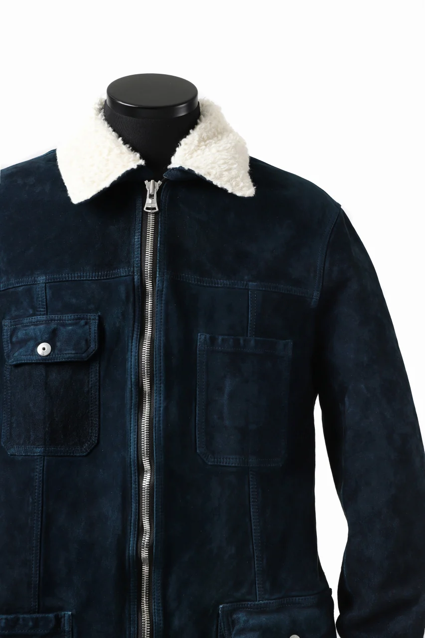ISAMU KATAYAMA BACKLASH COVERALL JACKET / REVERSE CALF OBJECT DYED (NAVY) - Image 26