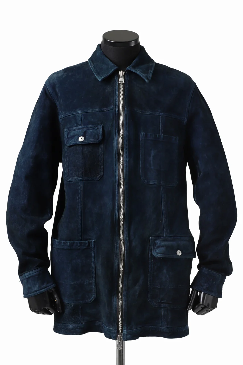 ISAMU KATAYAMA BACKLASH COVERALL JACKET / REVERSE CALF OBJECT DYED (NAVY) - Image 9