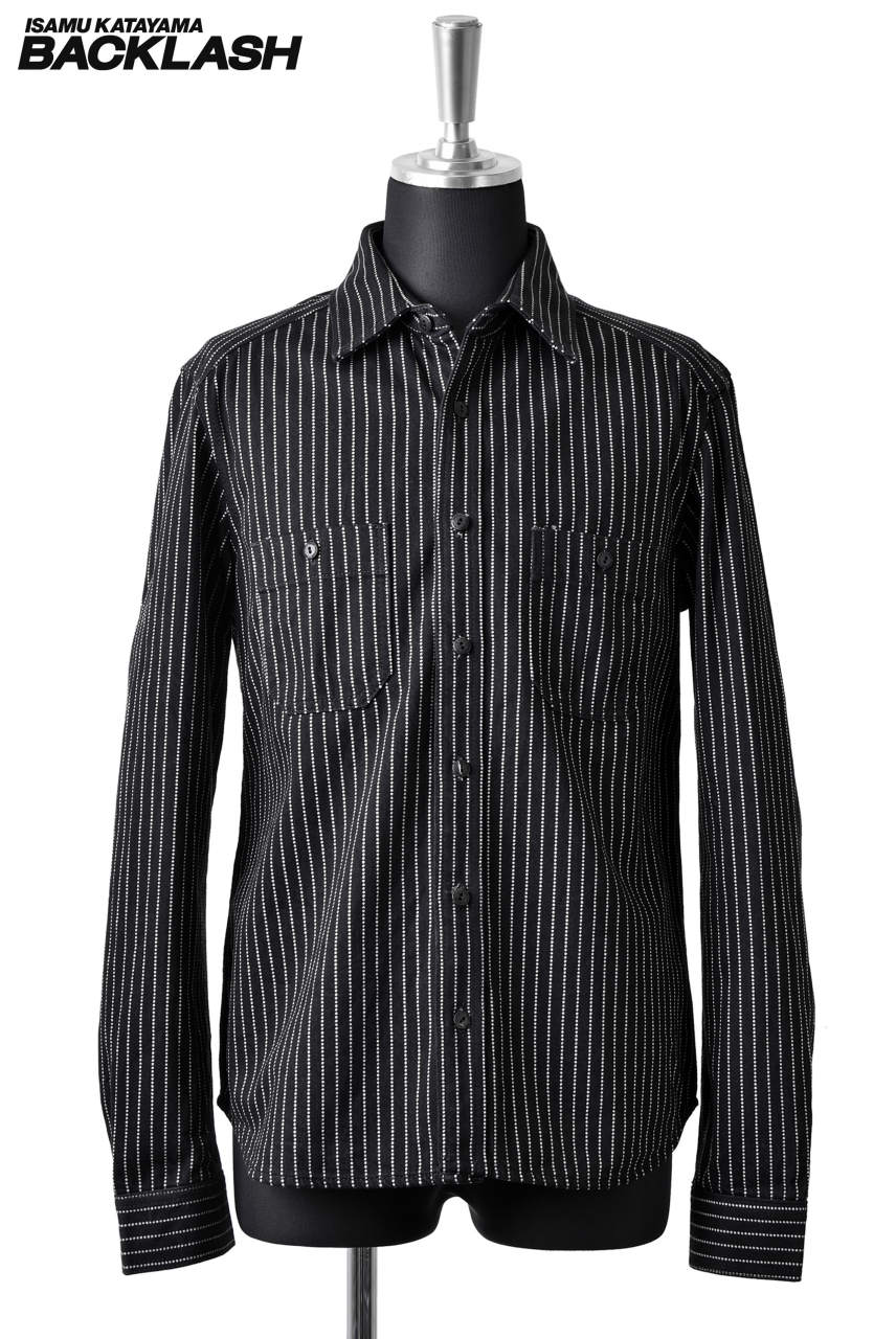 ISAMU KATAYAMA BACKLASH COVERALL SHIRT [ WABASH STRIPE ]  (BLACK)