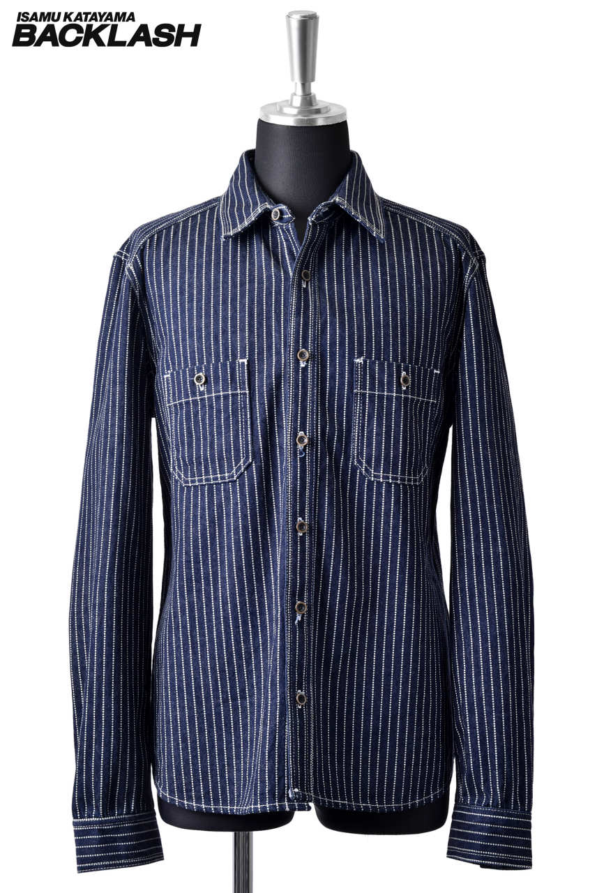 ISAMU KATAYAMA BACKLASH COVERALL SHIRT [ WABASH STRIPE ] (BLUE)